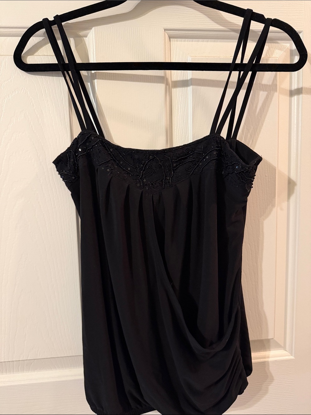 Black Beaded Double-Strap Women's Camisole